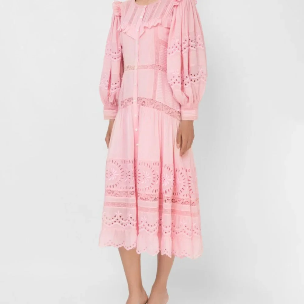 Love Shack Fancy Pink Eyelet Dress - Picture 3 of 4